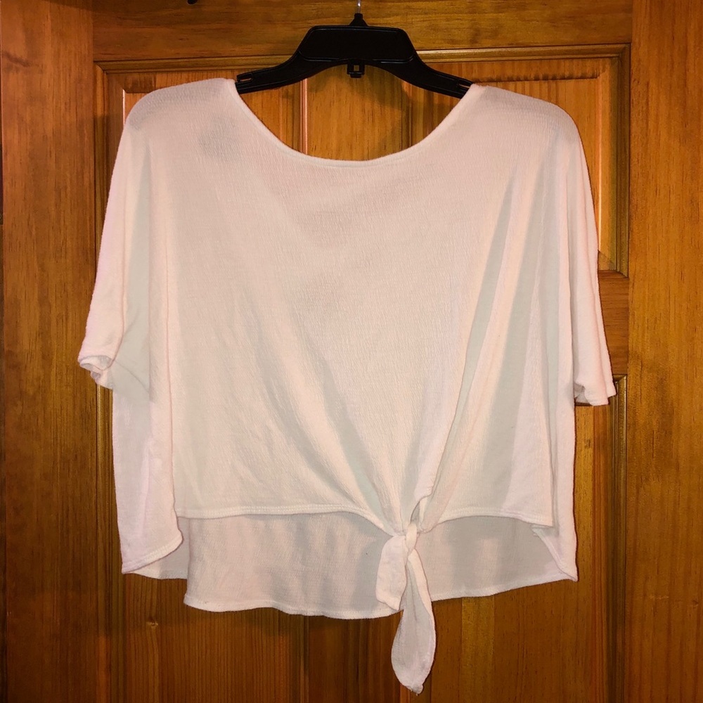 White Top with Tie in Front and Crossed Back